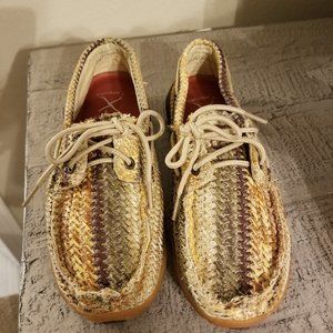 TWISTED X WOMEN'S EARTH TONE WEAVE DRIVING SHOES - MOC TOE size 5